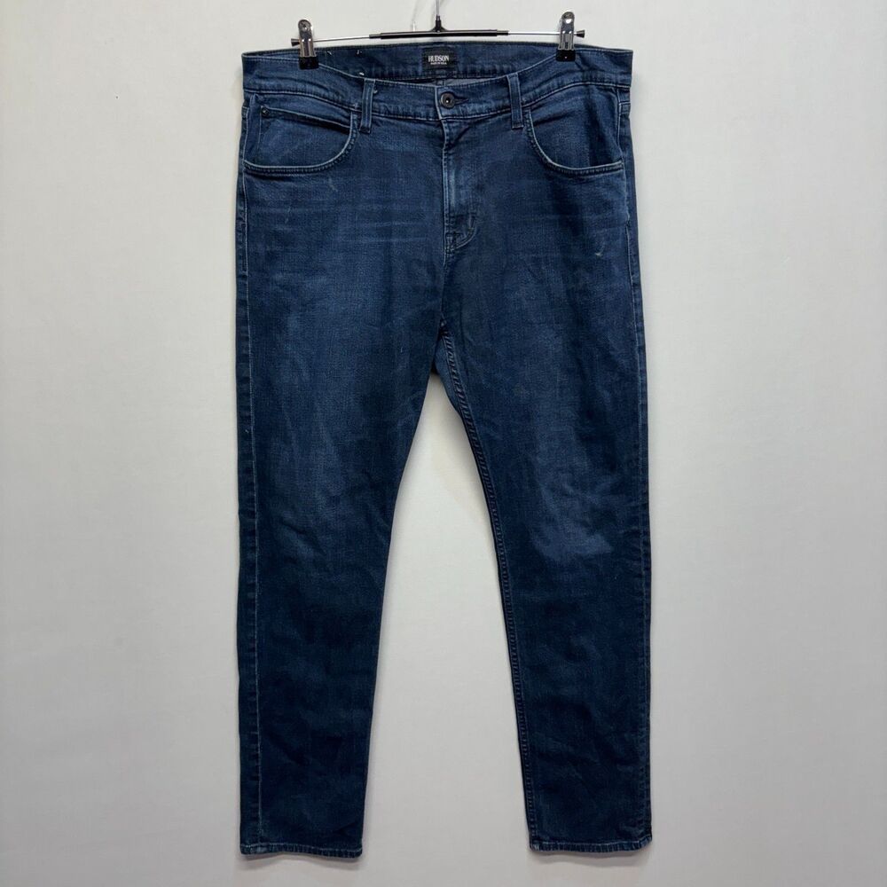 Hudson Men Blake Slim Straight Jeans Size 36x32 Blue Denim D070 -23
